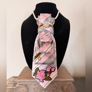 Pink Decorative Up-cycled Tie Necklace